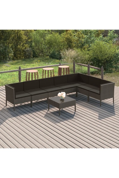 vidaxl Set mobilier de gradina cu perne, 8 piese, gri, poliratan