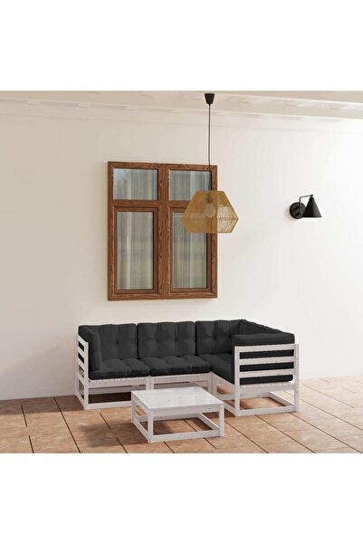 vidaxl Set mobilier de gradina cu perne, 5 piese, lemn masiv de pin
