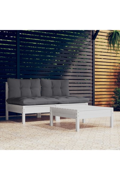 vidaxl Set mobilier gradina cu perne, antracit, 3 piese, lemn de pin