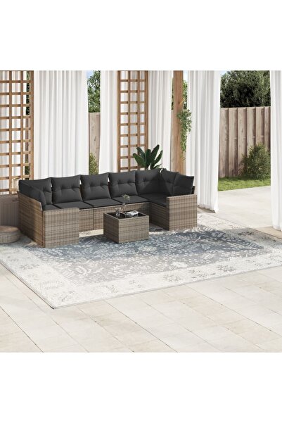 vidaxl Set canapele de gradina cu perne, 8 piese, gri, poliratan
