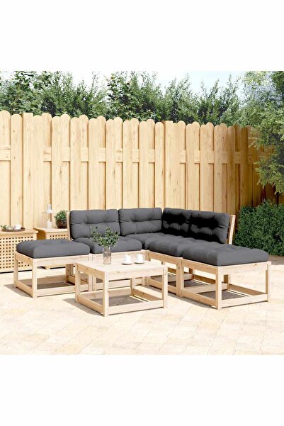 vidaxl Set canapele de gradina cu perne, 5 piese, lemn masiv de pin
