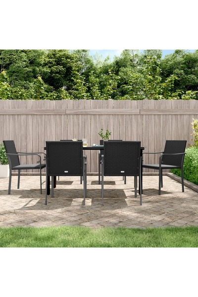 vidaxl Set mobilier de gradina cu perne, 7 piese, poliratan È™i otel