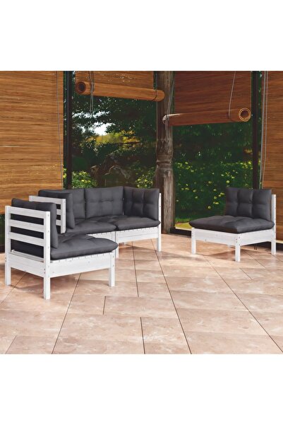 vidaxl Set mobilier gradina cu perne, 4 piese, lemn de pin