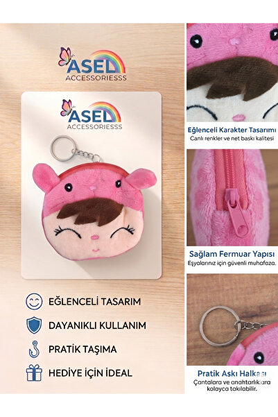 Aselaksesuarr Sevimli Hayvan ve Karakter Figürlü Peluş Kancalı Mini Çocuk Cüz...
