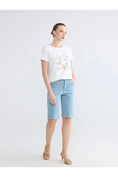 LC Waikiki LCWAIKIKI Classic Yüksek Bel Slim Fit Kadın Jean Şort