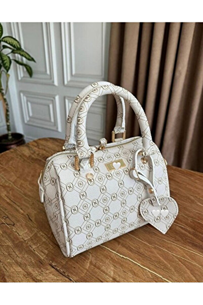 Gogoey Women's Monogram Patterned Heart Charm Hand and Shoulder Bag