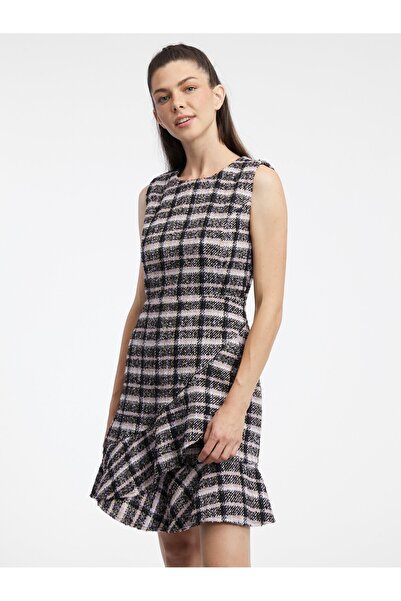 ORSAY Pink and black women's tweed dress