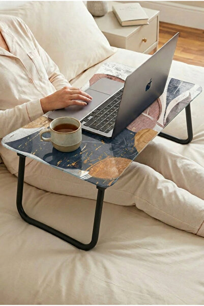Zevahir Home Foldable Glass Laptop Stand - Colorful Leaves Theme
