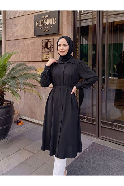Naknaku Collared Long Kupra Tunic-Black