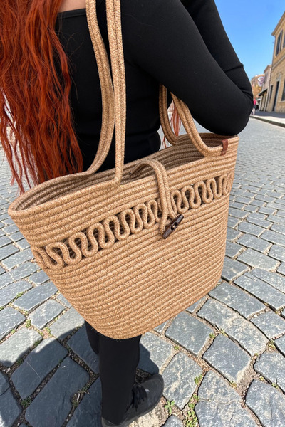 KAAN HOME Braided Model Beach Pool Bag Multi-Purpose Washable Decorative Dail...