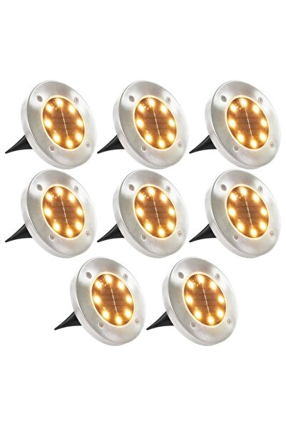 vidaxl Lampi solare de sol, 8 buc., alb cald, becuri LED