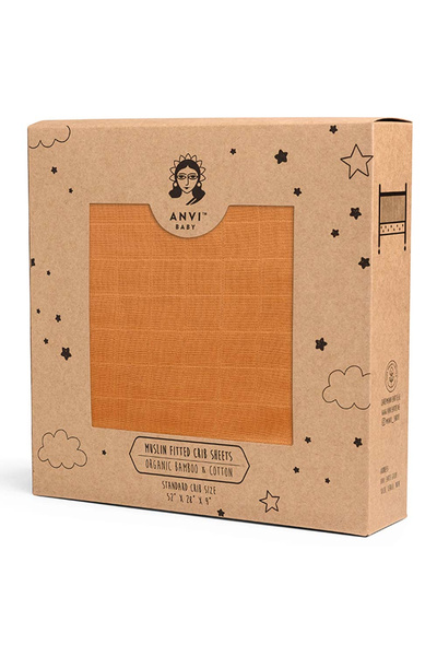 Anvi Baby - Organic Bamboo Muslin Fitted Sheet - Mustard