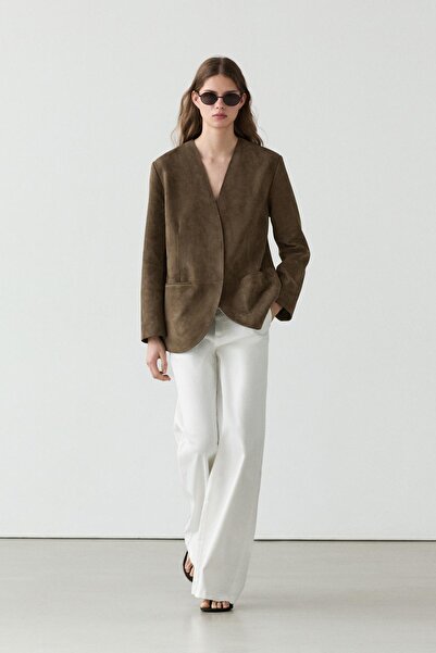 Massimo Dutti Süet deri blazer
