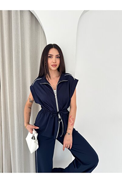 Pukka Kadın Modal Kumaş Fermuarlı Rahat Kesim Casual Takım