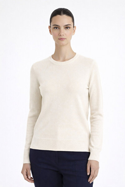 Msrlassn Ecru Crew Neck Women's Sweater
