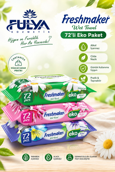 Freshmaker Eko 72'li 3 Renk Islak Havlu mendil