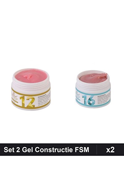 Makeup Set 2 Gel Constructie UV LED FSM 15g, Nuante 12 și 16, Builder Gel Pro...