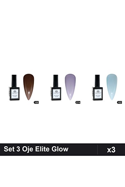 Makeup Set 3 Oje Semipermanente Global Fashion Elite Glow 15ml, Nuante 108 07...