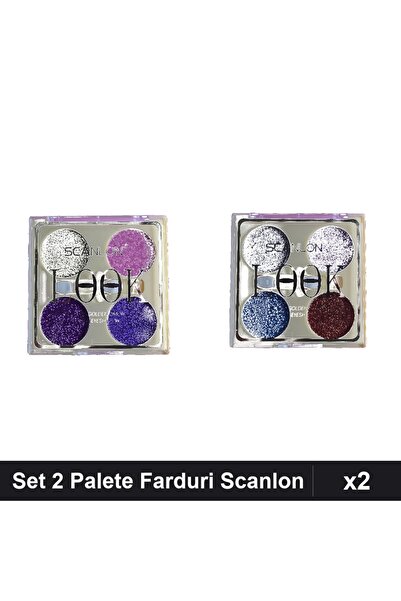 Makeup Set of 2 Scanlon Glitter Eyeshadow Palettes No. 1 and No. 3, Professio...
