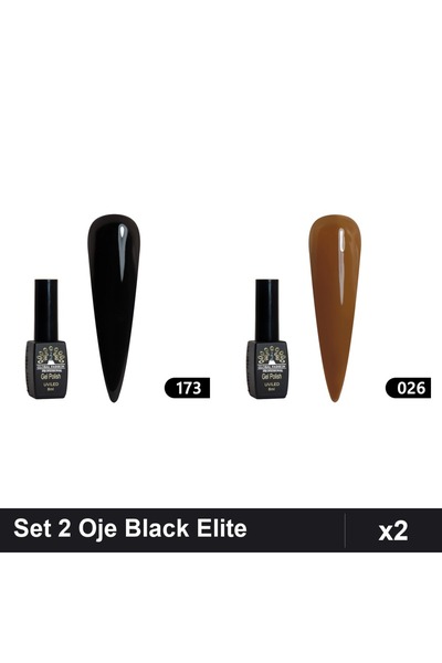 Makeup Set 2 Oje Semipermanente Black Elite 8ml, Nuante 173 026, Global Fashion