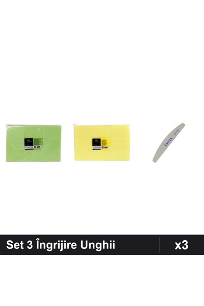 Makeup Set 3 Îngrijire Unghii, 2x Servetele 900buc Verde Galben + Pila EMMA 1...