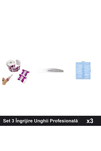 Makeup Set 3 Îngrijire Unghii Profesională, Șabloane Fluture Pilă Emma Tipsur...