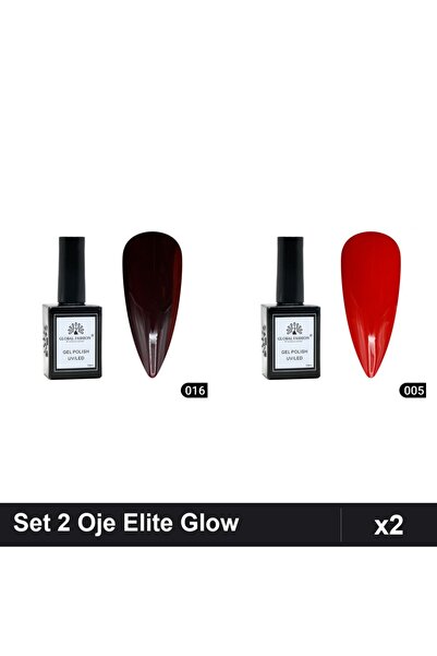 Makeup Set 2 Oje Semipermanente Global Fashion Elite Glow 15ml, Nuante 016 00...