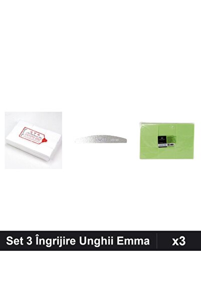Makeup Set 3 Îngrijire Unghii Emma - Pila 100/120, Servetele Nail 1800 buc, M...
