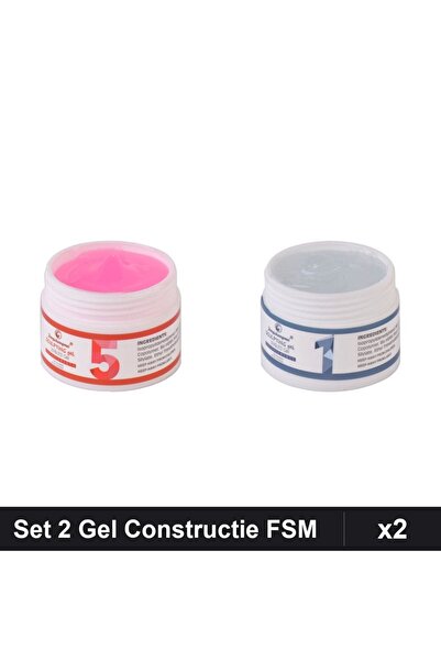 Makeup Set 2 Gel Constructie UV LED FSM 15g, Nuante 01 Transparent 05, Manich...