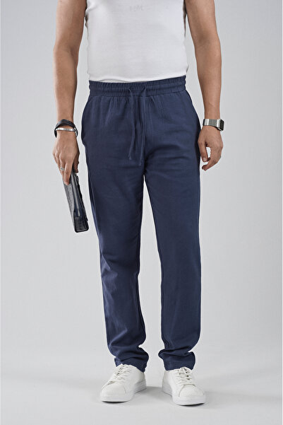 Butik Trend Biz Regular Fit Elastic Cotton Linen Trousers