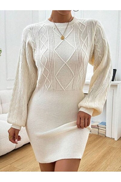 Iuliashop Rochie scurtă tricotată Arnia bej - M