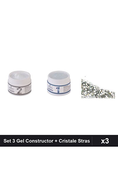 Makeup Set 3 Gel Constructor UV LED FSM 15g, Nuante 01 02 + Cristale Stras Sw...