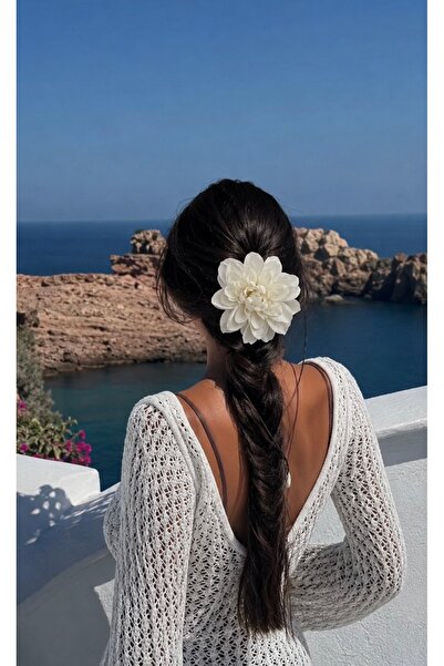FloresDeCarnaval White Bloom 🐚Büyük Boy Romantik Yaz & Plaj Saç Tokası