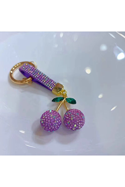 Ustaeller Bag Accessory and Keychain Lila Color Stone Cherry Figure Keychain