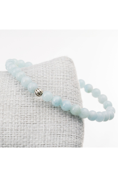 LADIN DOGALTAŞ Aquamarine Stone Silver Bracelet-6 mm