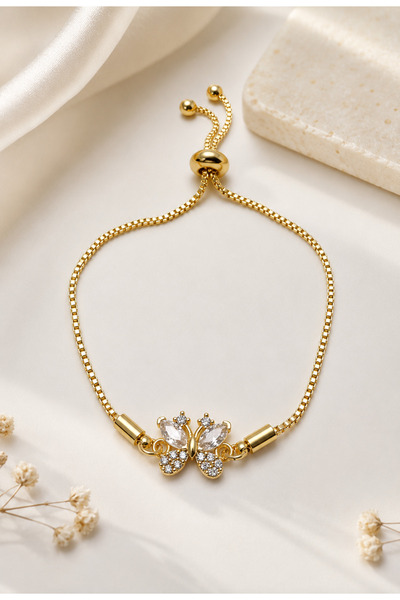 Mervişim Aksesuar Zircon Stone Butterfly Detailed Bracelet