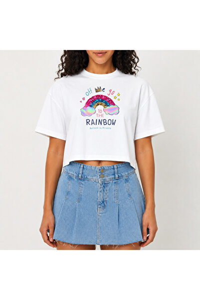 URBANTRENDSTORE Crop T-shirt με λευκό σχέδιο, άνετη εφαρμογή, ακατέργαστη κοπ...