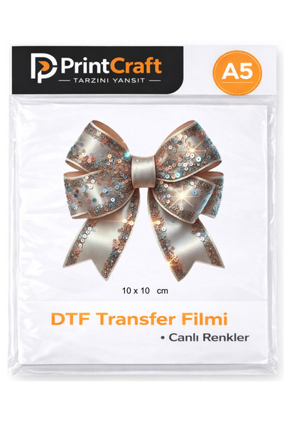 PRİNTCRAFT RENKLİ DÜŞLER ATÖLYESİ 10x10 cm Fiyonk Modeli Ütü ile Yapışan DTF ...