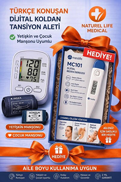 NATUREL LİFE MEDİCAL Türkçe Konuşan Dijital Koldan Tansiyon Aleti (ÇOCUK UYUM...