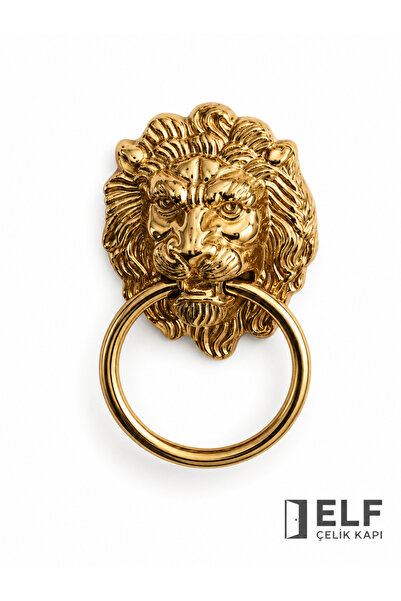 ELF Aslan Başlı Lüks Çelik Kapı Tokmağı – Dekoratif Gold Kapı Tokmağı