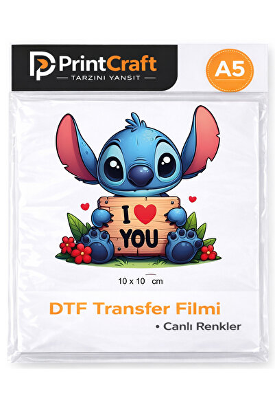 PRİNTCRAFT RENKLİ DÜŞLER ATÖLYESİ 10x10 cm I Love Stitch Modeli Ütü ile Yapış...