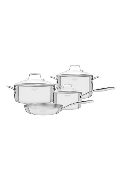 TRAMONTINA Grano Steel 7 Piece Cooking Set with Glass Lid