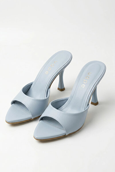 uqpe Lumia Single-Strap Pointed Toe Goblet Heeled Slippers - Baby Blue Skin