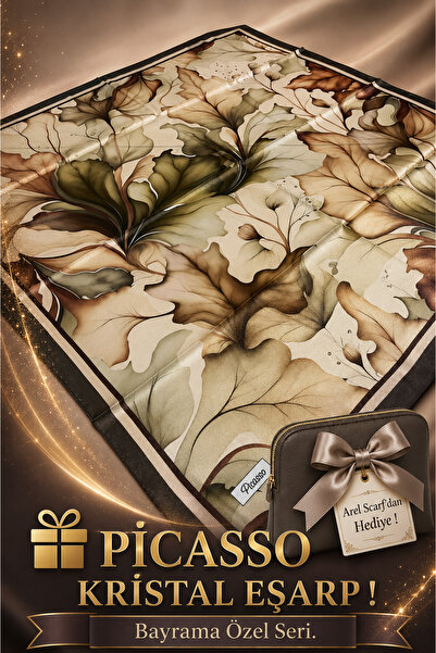 Picasso Silk Look Black Crystal Scarf – Twill Stylish Design 90X90
