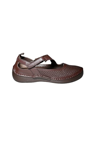 Burç Li̇na Women's Genuine Leather Laceless Summer Comfortable Ballet Flats S...