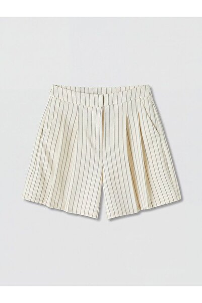 LC Waikiki Xside Striped Linen Look Women's Pleated Shorts
