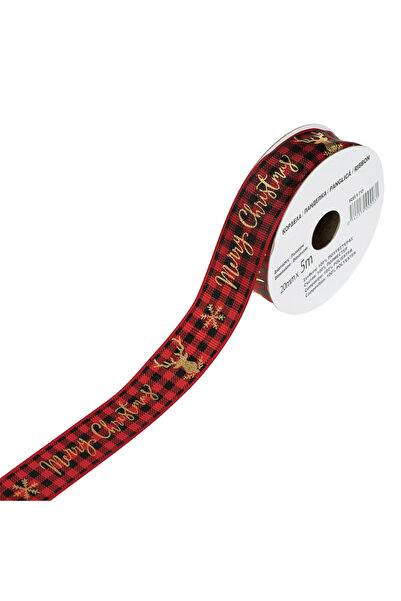 OEM Panglică decorativă roșie de Crăciun cu reni și fulgi de nea Crăciun Feri...