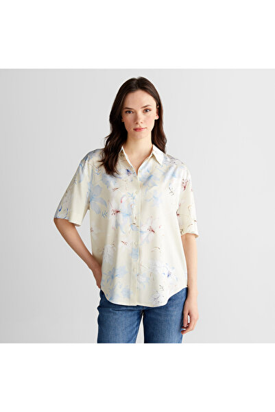 Gant Kadın Pembe Relaxed Fit Klasik Yaka Desenli Gömlek