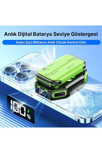 Qozie Profesyonel Mobil Oyun Soğutucusu - Dijital Ekranlı 7 Vitesli Manyetik Fan Radiator