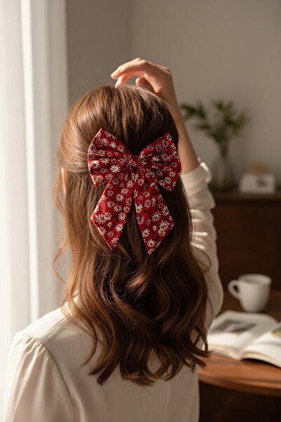 FAYRA ACCESSORIES Oštar cvetni uzorak, mašna sa kopčom, poplin tkanina, autom...